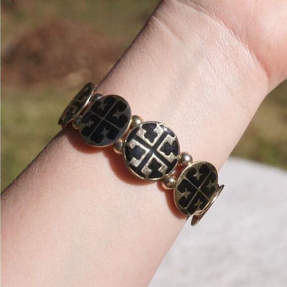 Inspired Logo Silver Black Stretch Bracelet - Picture 3 of 6